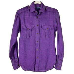 Ralph Lauren Purple Casual Linen Long Sleeve Button Down Shirt Size 2